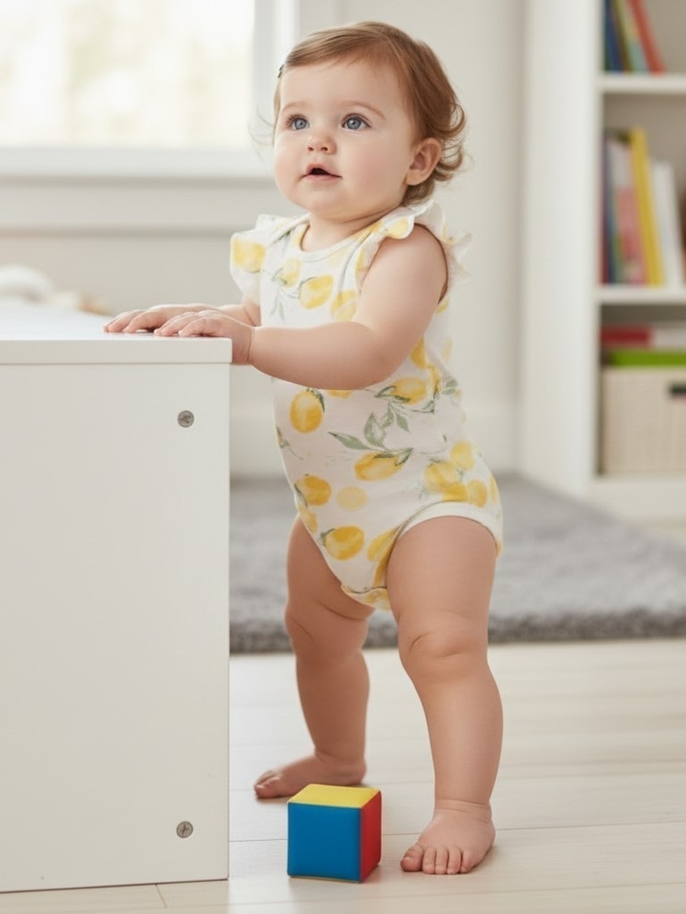Jessica Simpson Onesie With Ruffles And Lemons Sz 3-6 Mos